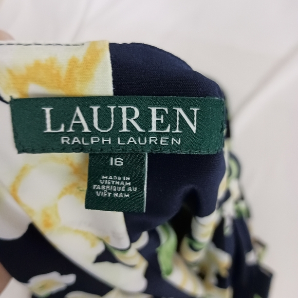 LAUREN RALPH LAUREN Navy Blue and White Floral Midi Dress (#894) - Picture 2 of 7